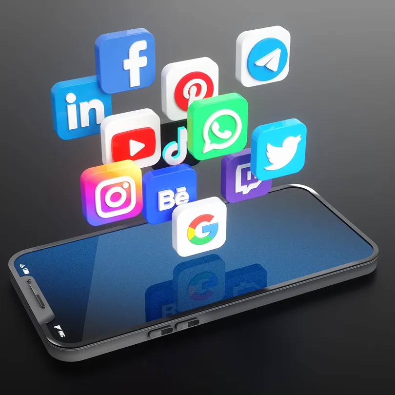 Illustration for Social media content including posts carousels infographics and interactive designs